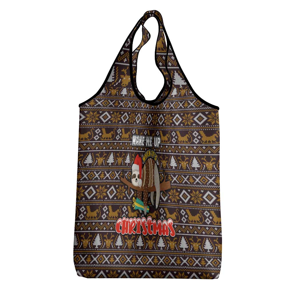Sloth Wake Me Up Christmas Grocery Bag Xmas Holiday Patterns - Wonder Print Shop