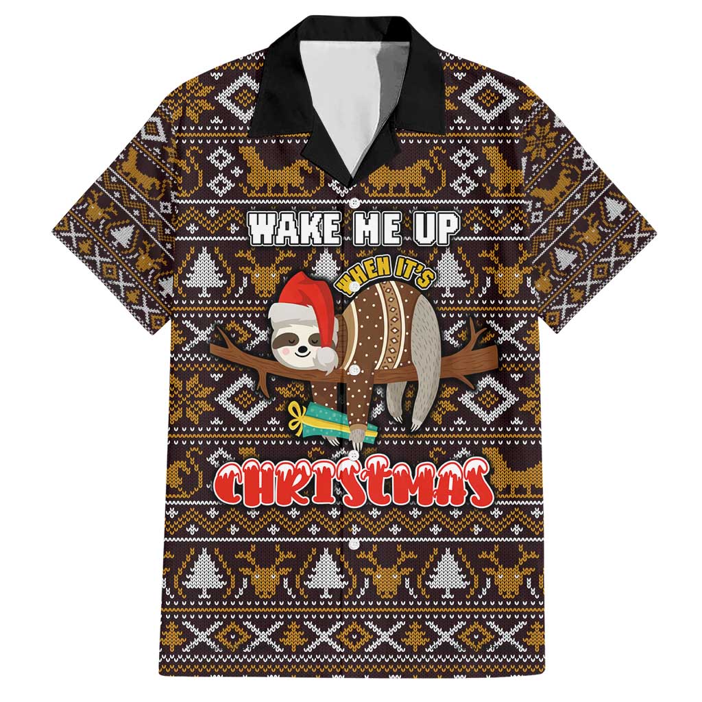 Sloth Wake Me Up Christmas Hawaiian Shirt Xmas Holiday Patterns - Wonder Print Shop