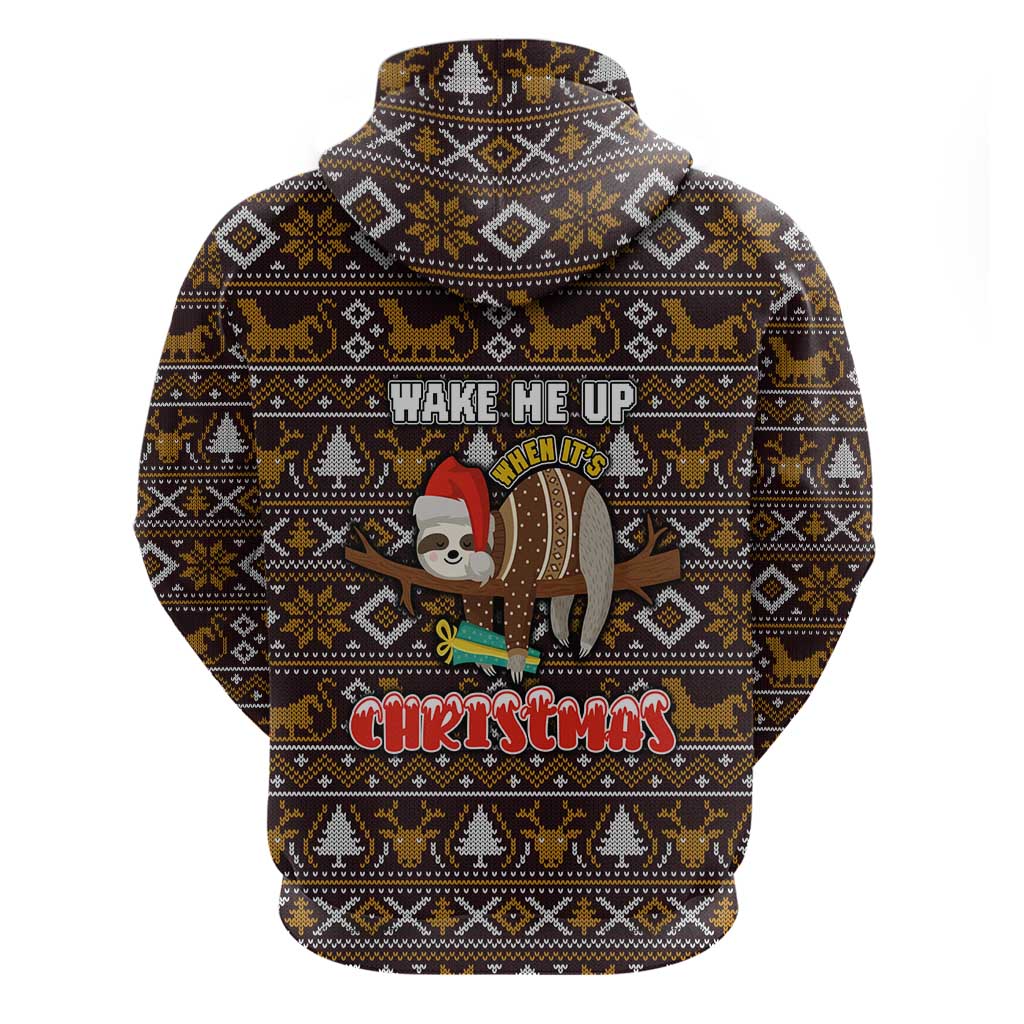 Sloth Wake Me Up Christmas Hoodie Xmas Holiday Patterns - Wonder Print Shop