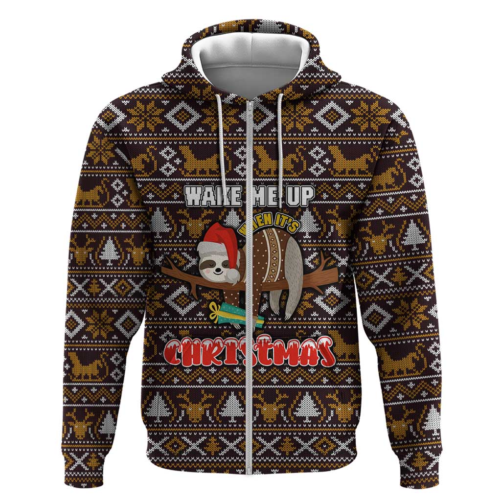 Sloth Wake Me Up Christmas Hoodie Xmas Holiday Patterns - Wonder Print Shop