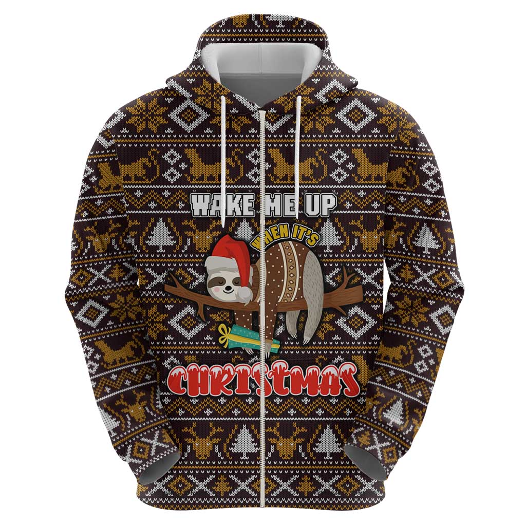 Sloth Wake Me Up Christmas Hoodie Xmas Holiday Patterns - Wonder Print Shop