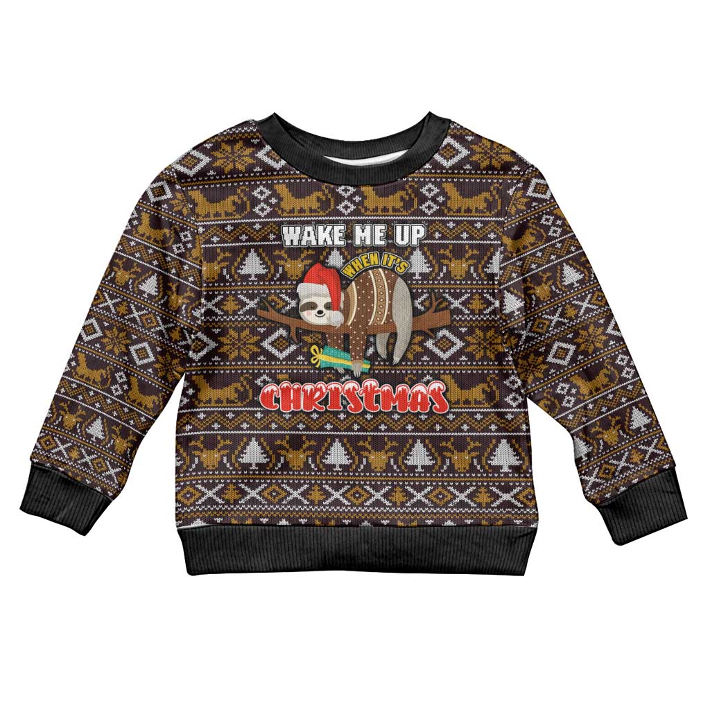 Sloth Wake Me Up Christmas Kid Ugly Christmas Sweater Xmas Holiday Patterns - Wonder Print Shop