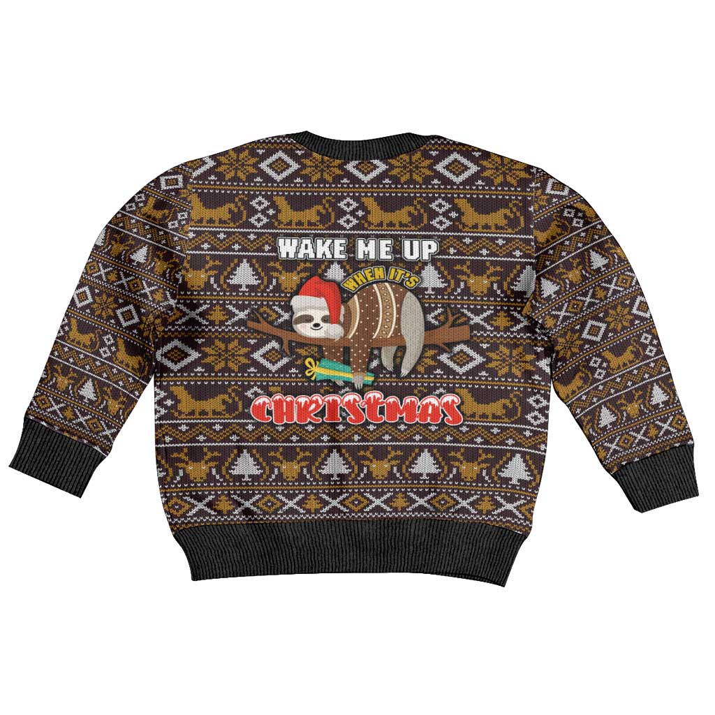 Sloth Wake Me Up Christmas Kid Ugly Christmas Sweater Xmas Holiday Patterns - Wonder Print Shop