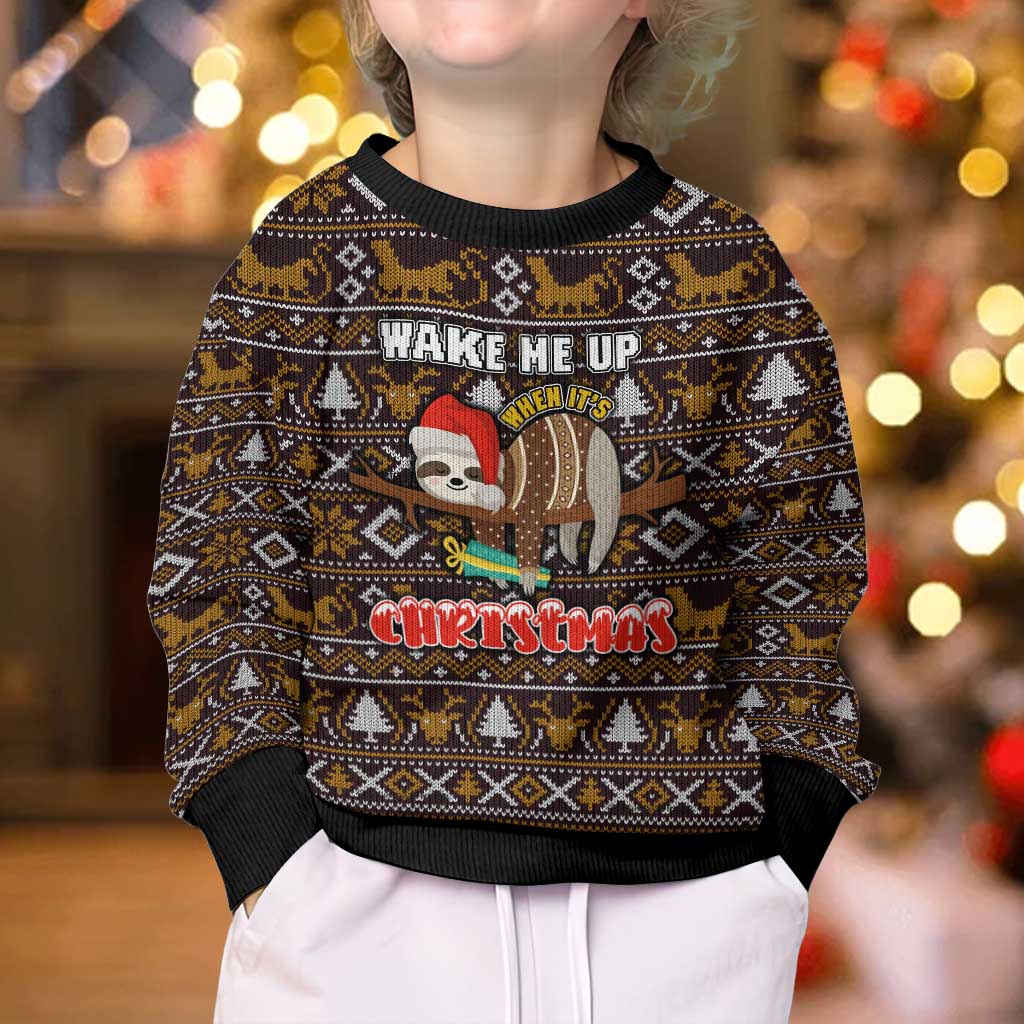 Sloth Wake Me Up Christmas Kid Ugly Christmas Sweater Xmas Holiday Patterns - Wonder Print Shop