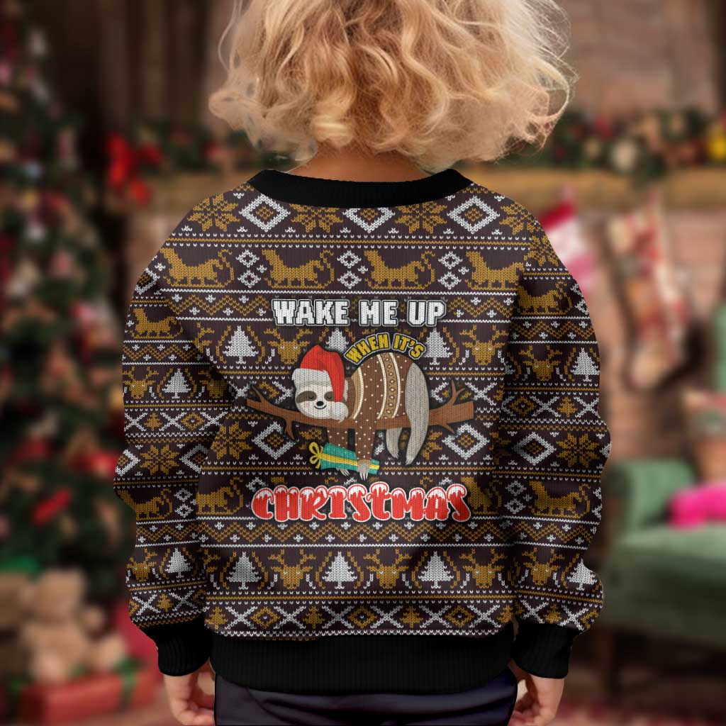 Sloth Wake Me Up Christmas Kid Ugly Christmas Sweater Xmas Holiday Patterns - Wonder Print Shop
