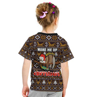 Sloth Wake Me Up Christmas Kid T Shirt Xmas Holiday Patterns - Wonder Print Shop