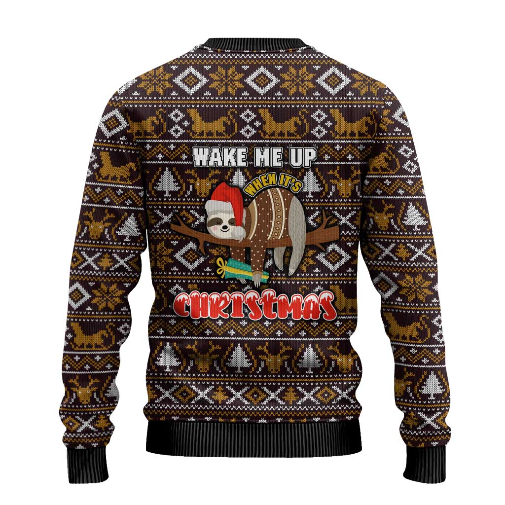 Sloth Wake Me Up Christmas Ugly Christmas Sweater Xmas Holiday Patterns - Wonder Print Shop