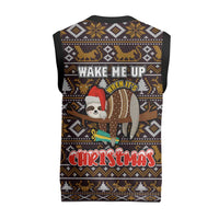 Sloth Wake Me Up Christmas Knitted V-Neck Vest Xmas Holiday Patterns - Wonder Print Shop
