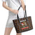 Sloth Wake Me Up Christmas Leather Tote Bag Xmas Holiday Patterns - Wonder Print Shop