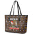Sloth Wake Me Up Christmas Leather Tote Bag Xmas Holiday Patterns - Wonder Print Shop