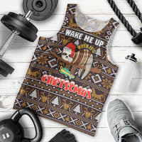 Sloth Wake Me Up Christmas Men Tank Top Xmas Holiday Patterns - Wonder Print Shop