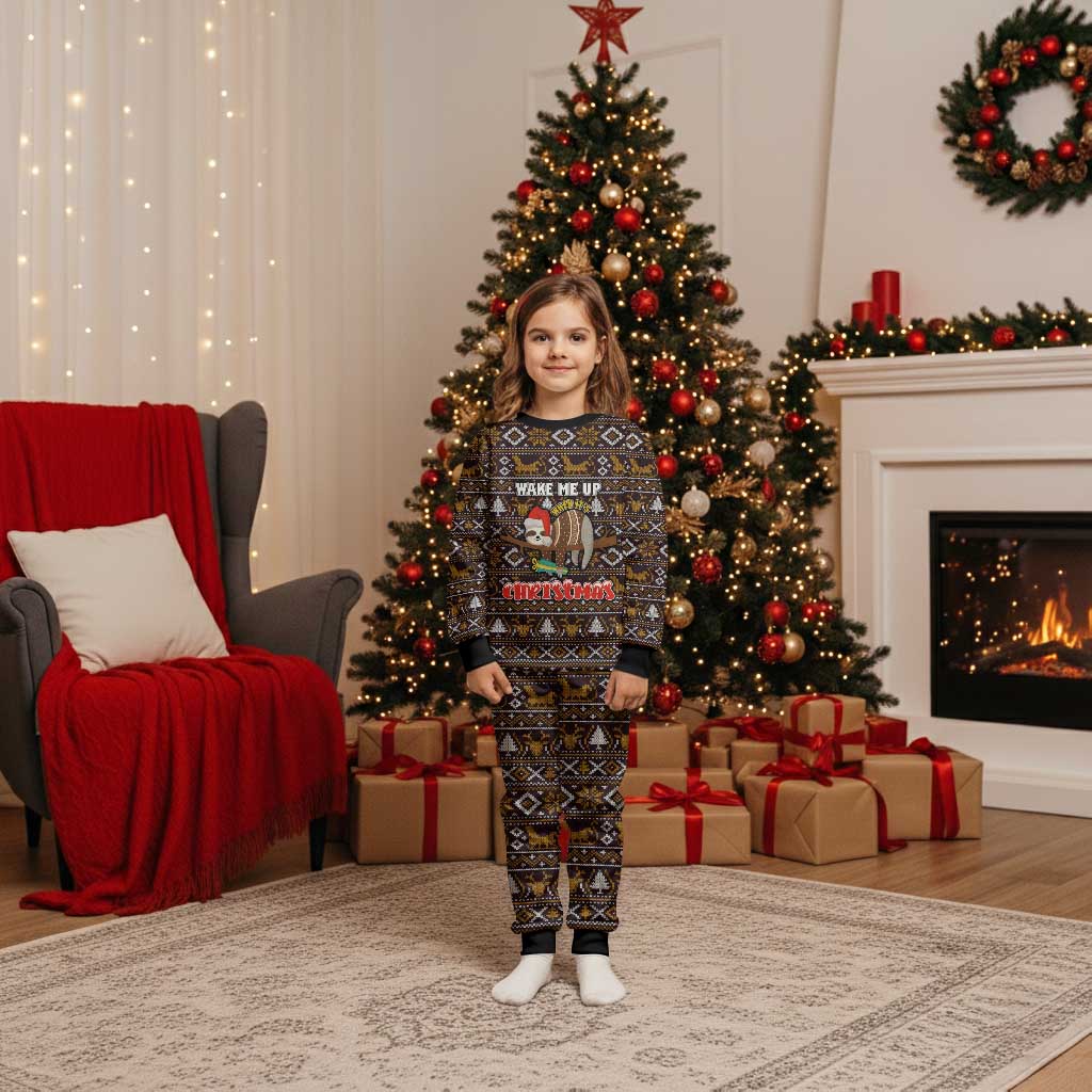 Sloth Wake Me Up Christmas Pajama Set Xmas Holiday Patterns - Wonder Print Shop