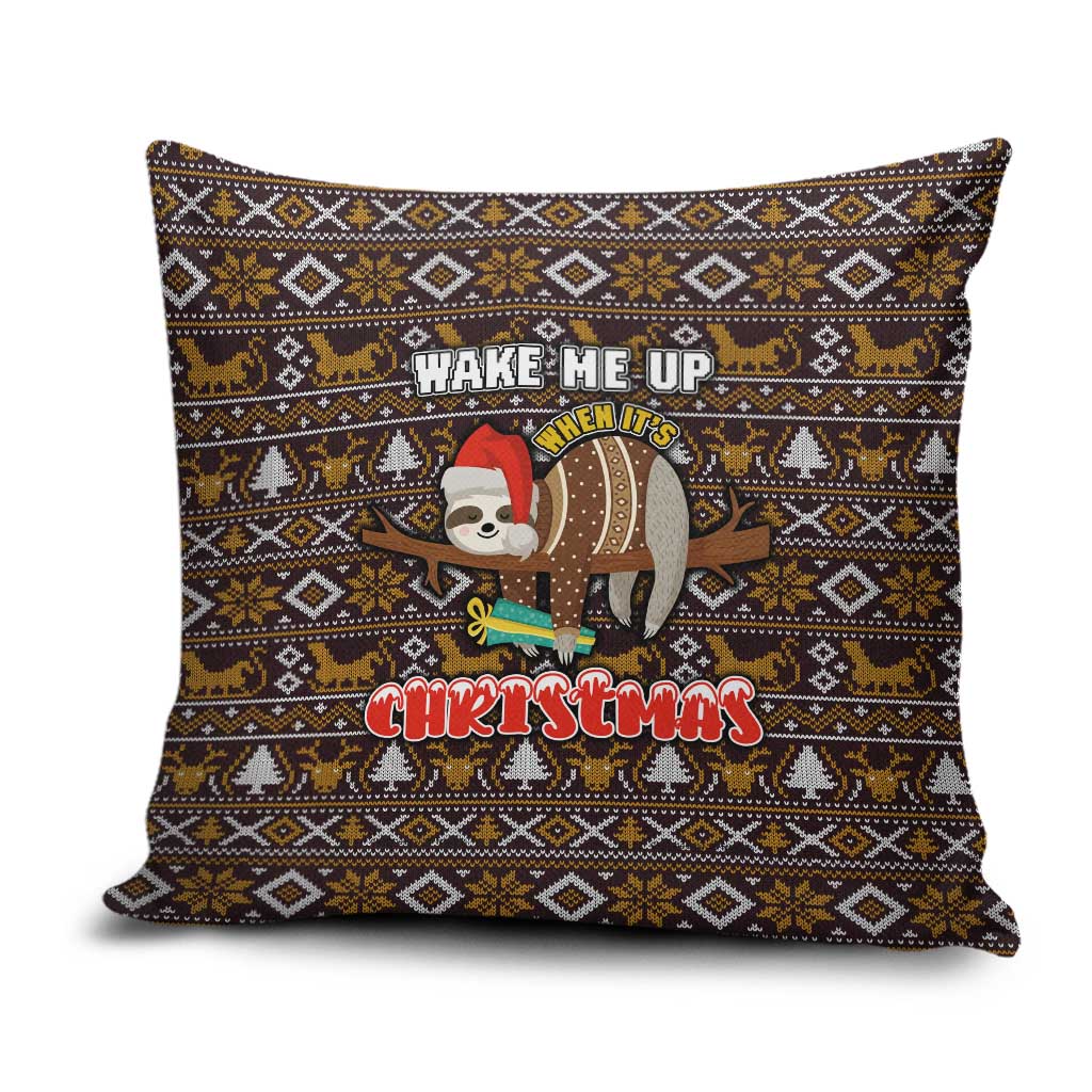Sloth Wake Me Up Christmas Pillow Cover Xmas Holiday Patterns - Wonder Print Shop