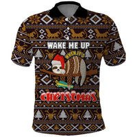 Sloth Wake Me Up Christmas Polo Shirt Xmas Holiday Patterns - Wonder Print Shop