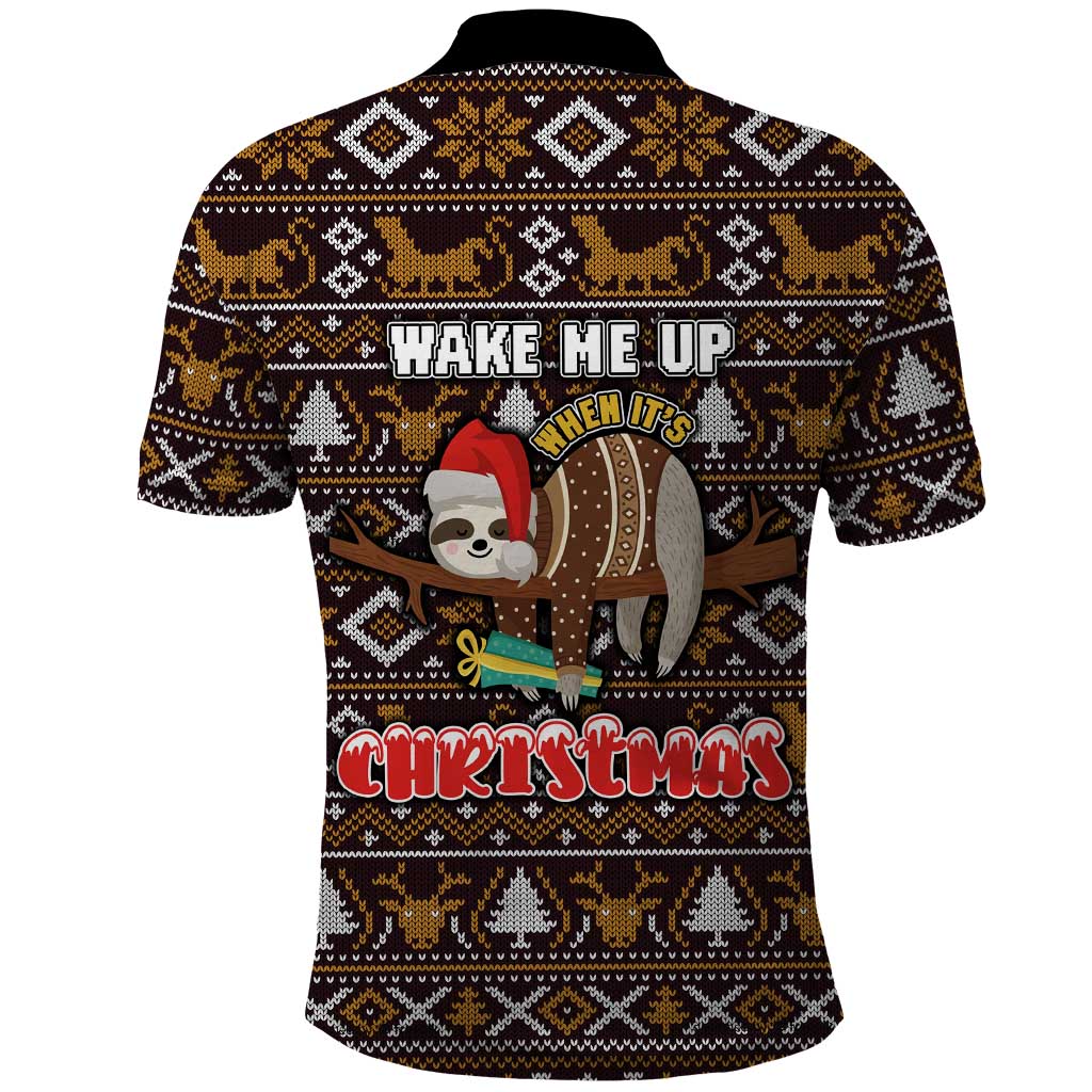 Sloth Wake Me Up Christmas Polo Shirt Xmas Holiday Patterns - Wonder Print Shop