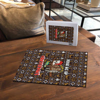 Sloth Wake Me Up Christmas Puzzle Xmas Holiday Patterns - Wonder Print Shop