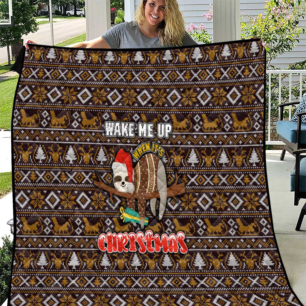 Sloth Wake Me Up Christmas Quilt Xmas Holiday Patterns - Wonder Print Shop