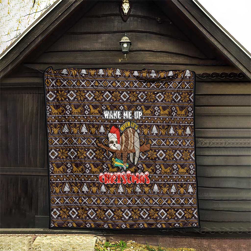 Sloth Wake Me Up Christmas Quilt Xmas Holiday Patterns - Wonder Print Shop