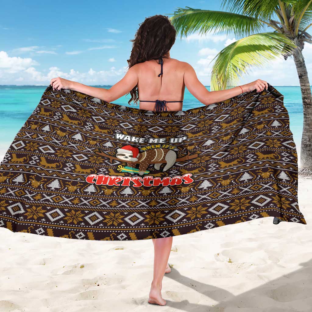 Sloth Wake Me Up Christmas Sarong Xmas Holiday Patterns - Wonder Print Shop