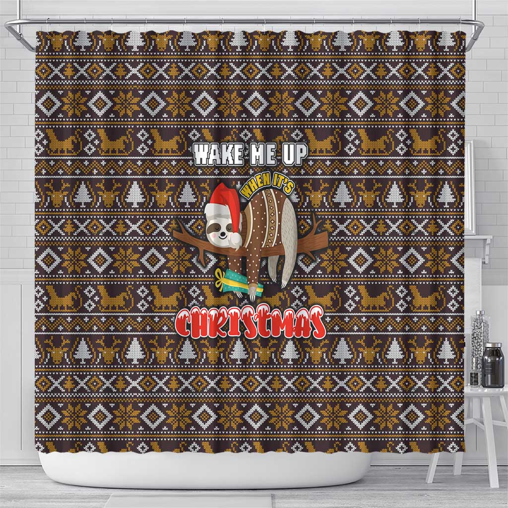 Sloth Wake Me Up Christmas Shower Curtain Xmas Holiday Patterns - Wonder Print Shop