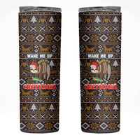 Sloth Wake Me Up Christmas Skinny Tumbler Xmas Holiday Patterns - Wonder Print Shop