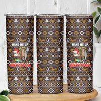 Sloth Wake Me Up Christmas Skinny Tumbler Xmas Holiday Patterns - Wonder Print Shop