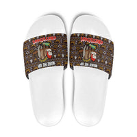 Sloth Wake Me Up Christmas Slide Sandals Xmas Holiday Patterns - Wonder Print Shop