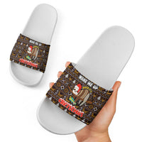 Sloth Wake Me Up Christmas Slide Sandals Xmas Holiday Patterns - Wonder Print Shop