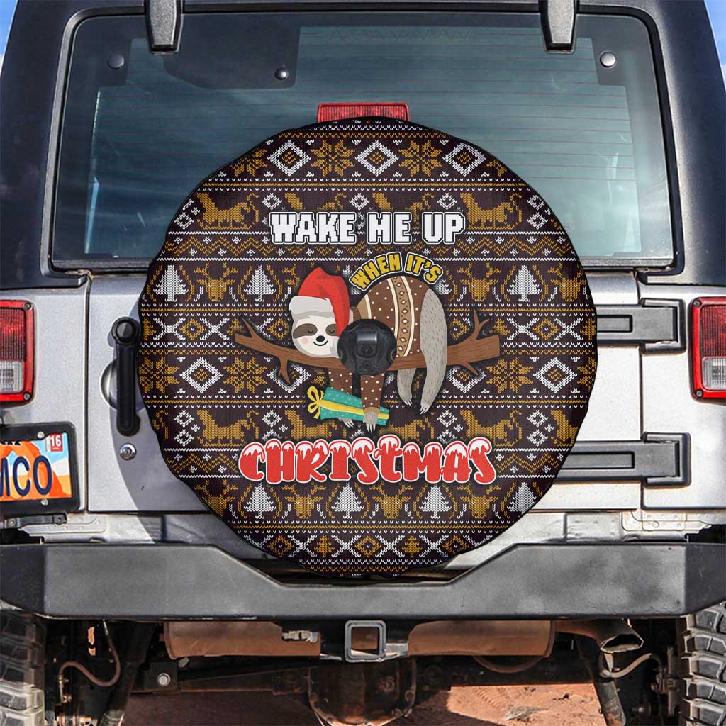 Sloth Wake Me Up Christmas Spare Tire Cover Xmas Holiday Patterns - Wonder Print Shop