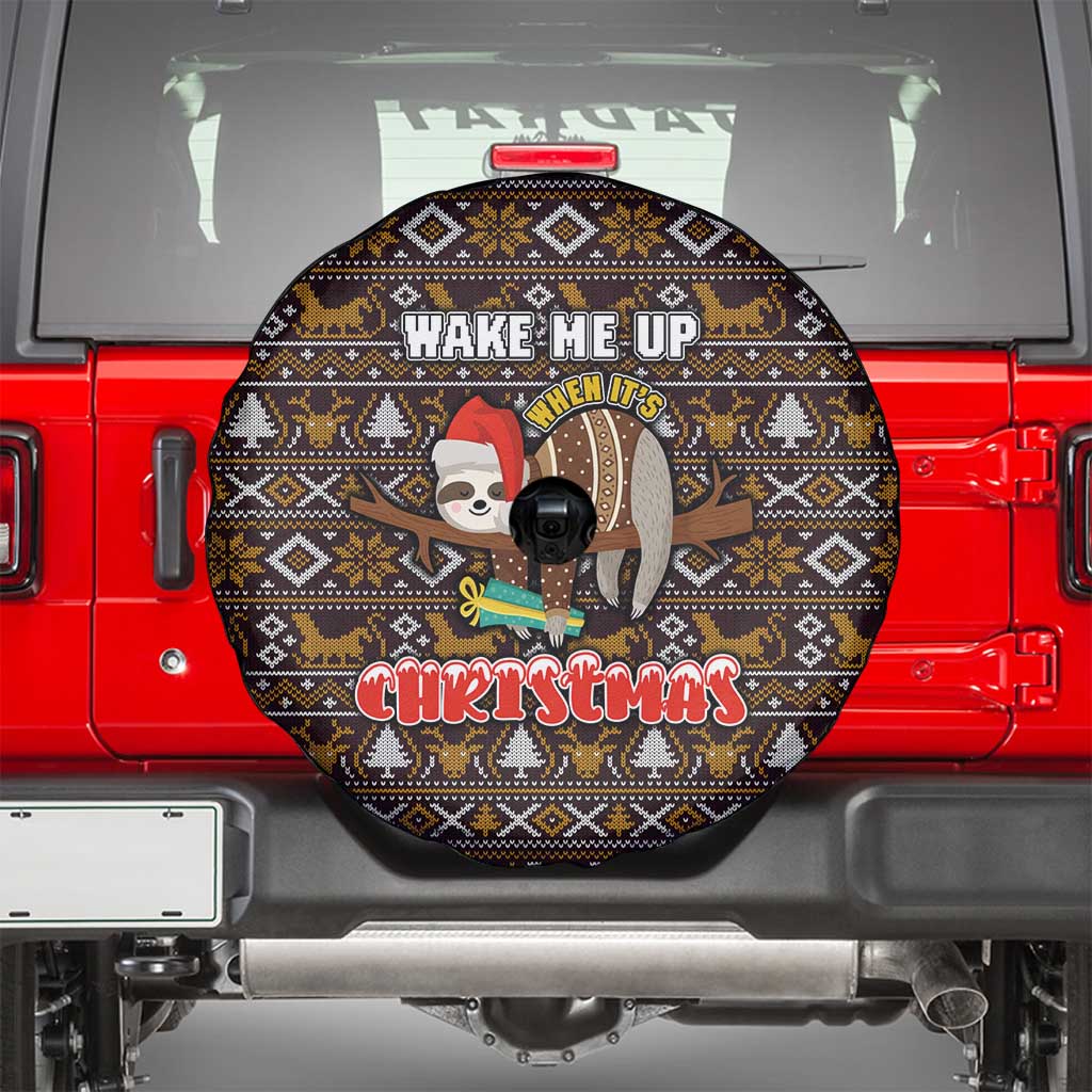 Sloth Wake Me Up Christmas Spare Tire Cover Xmas Holiday Patterns - Wonder Print Shop