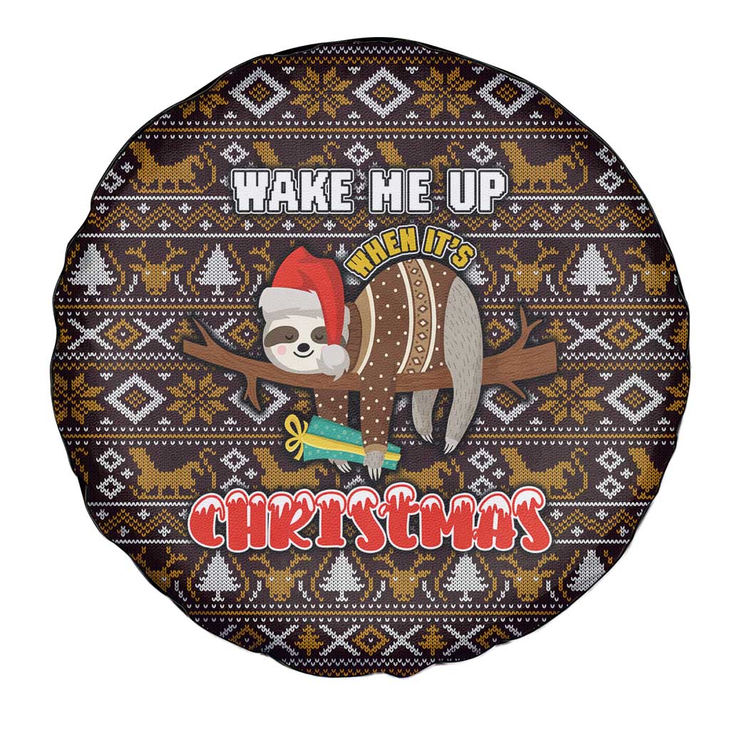 Sloth Wake Me Up Christmas Spare Tire Cover Xmas Holiday Patterns - Wonder Print Shop