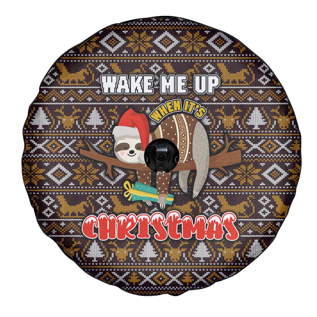Sloth Wake Me Up Christmas Spare Tire Cover Xmas Holiday Patterns - Wonder Print Shop