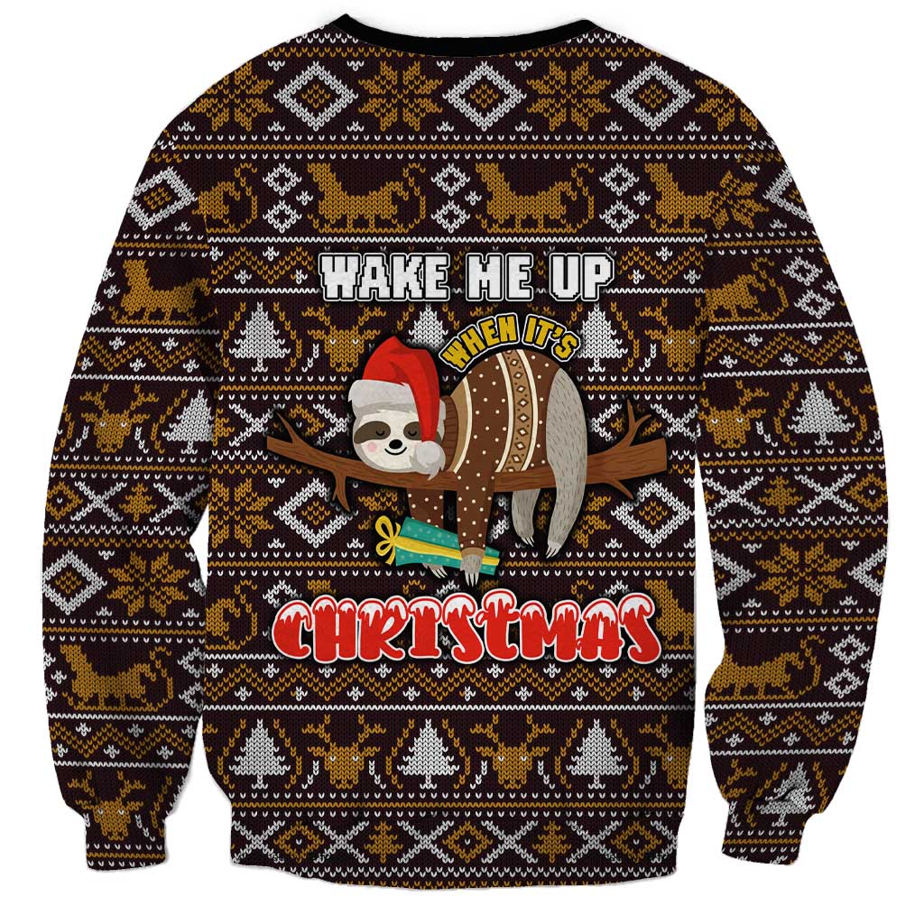 Sloth Wake Me Up Christmas Sweatshirt Xmas Holiday Patterns - Wonder Print Shop