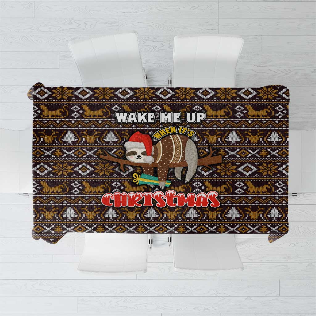 Sloth Wake Me Up Christmas Tablecloth Xmas Holiday Patterns - Wonder Print Shop