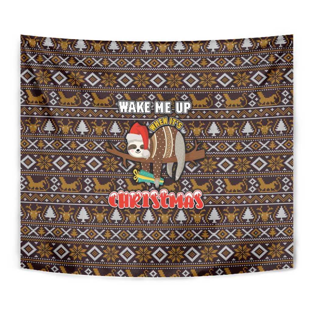 Sloth Wake Me Up Christmas Tapestry Xmas Holiday Patterns - Wonder Print Shop