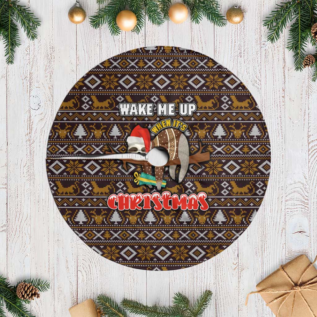 Sloth Wake Me Up Christmas Tree Skirt Xmas Holiday Patterns - Wonder Print Shop