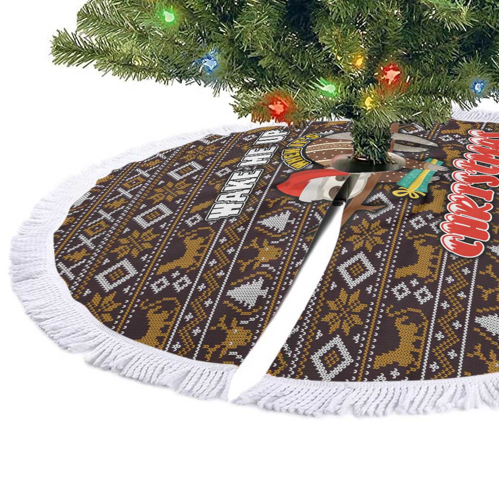 Sloth Wake Me Up Christmas Tree Skirt Xmas Holiday Patterns - Wonder Print Shop