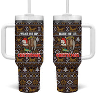 Sloth Wake Me Up Christmas Tumbler With Handle Xmas Holiday Patterns - Wonder Print Shop
