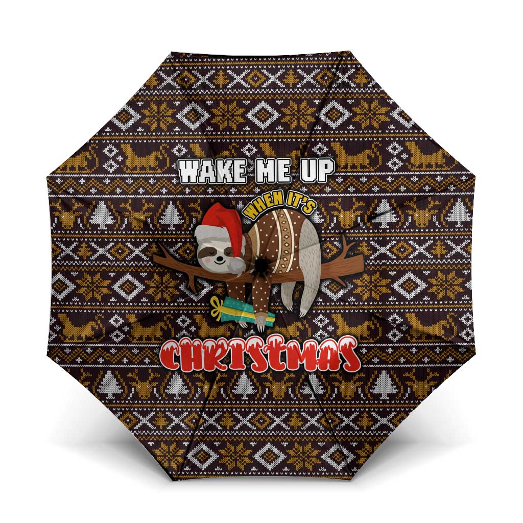 Sloth Wake Me Up Christmas Umbrella Xmas Holiday Patterns - Wonder Print Shop
