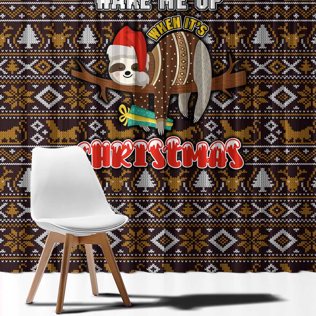 Sloth Wake Me Up Christmas Window Curtain Xmas Holiday Patterns - Wonder Print Shop