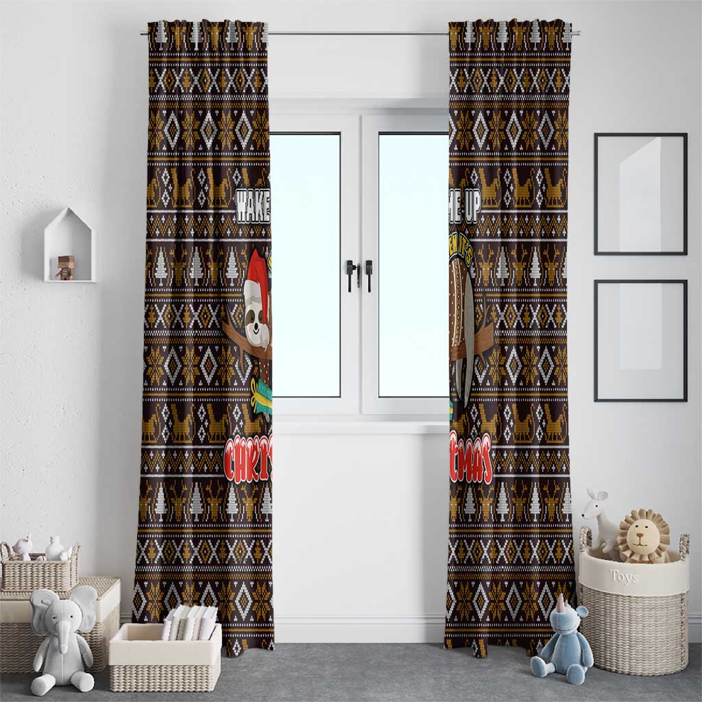 Sloth Wake Me Up Christmas Window Curtain Xmas Holiday Patterns - Wonder Print Shop