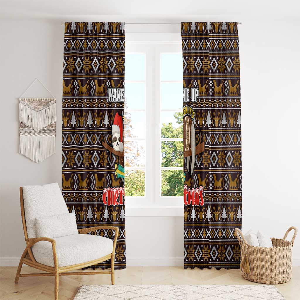 Sloth Wake Me Up Christmas Window Curtain Xmas Holiday Patterns - Wonder Print Shop