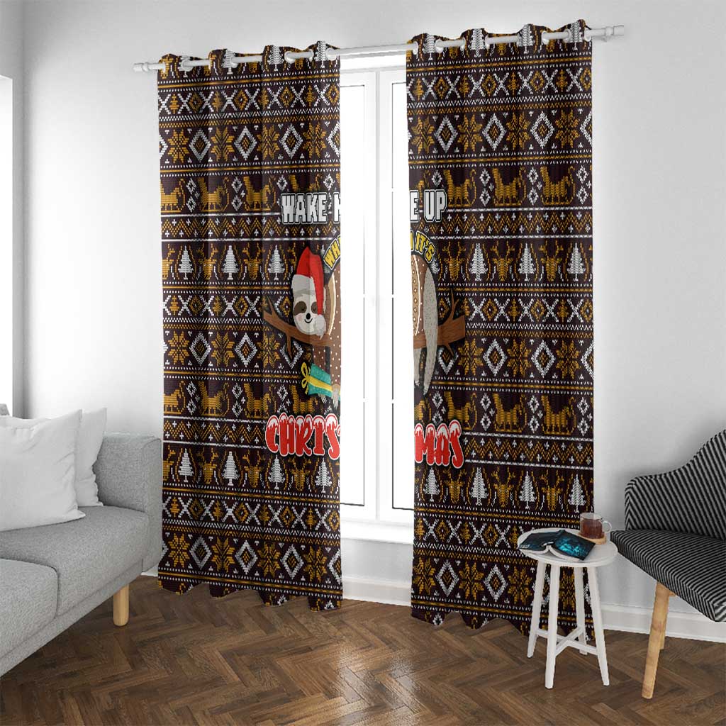 Sloth Wake Me Up Christmas Window Curtain Xmas Holiday Patterns - Wonder Print Shop