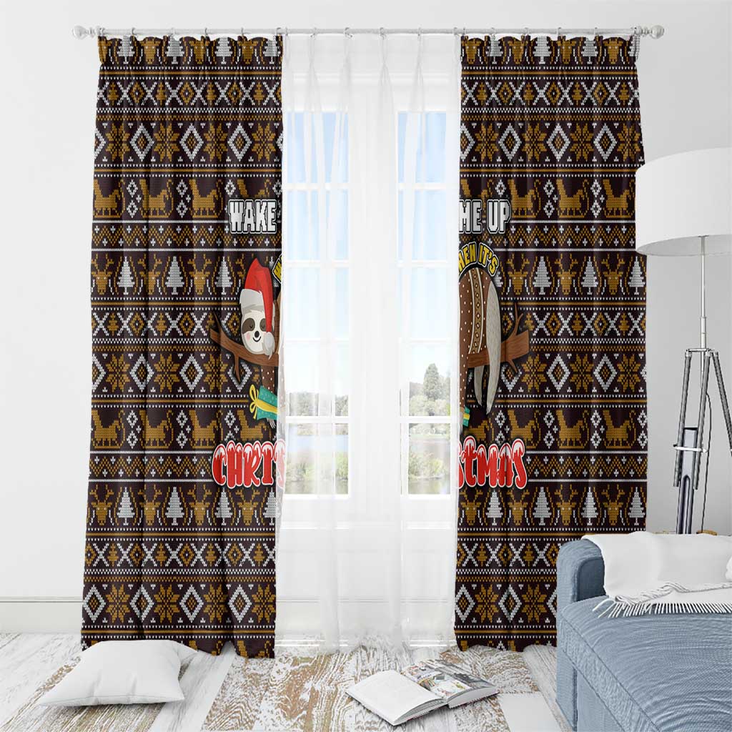 Sloth Wake Me Up Christmas Window Curtain Xmas Holiday Patterns - Wonder Print Shop