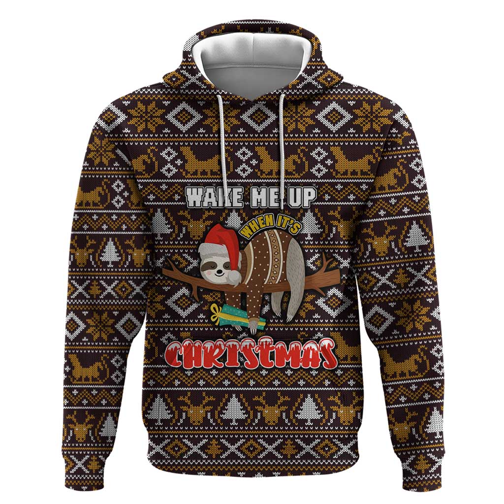 Sloth Wake Me Up Christmas Zip Hoodie Xmas Holiday Patterns - Wonder Print Shop