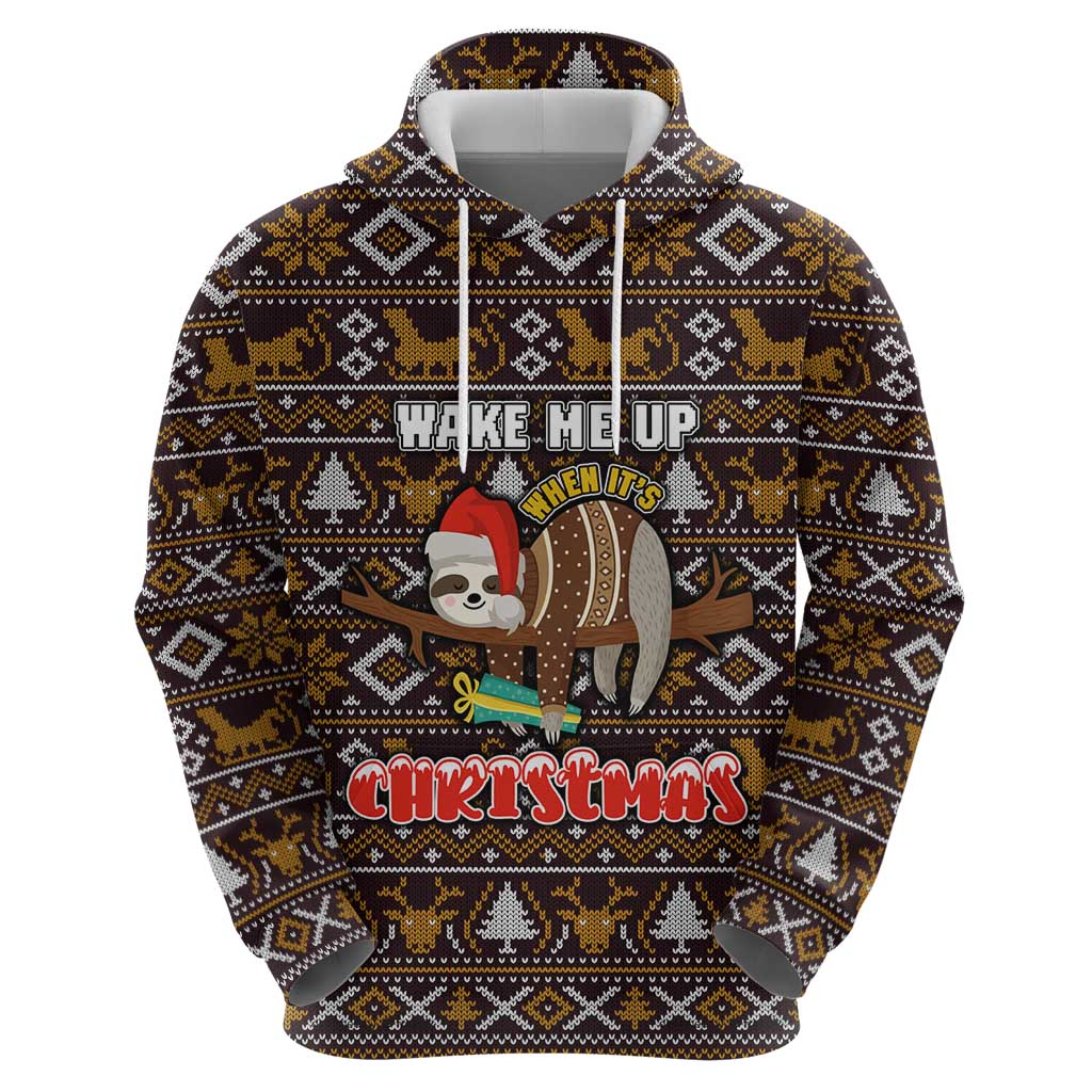 Sloth Wake Me Up Christmas Zip Hoodie Xmas Holiday Patterns - Wonder Print Shop