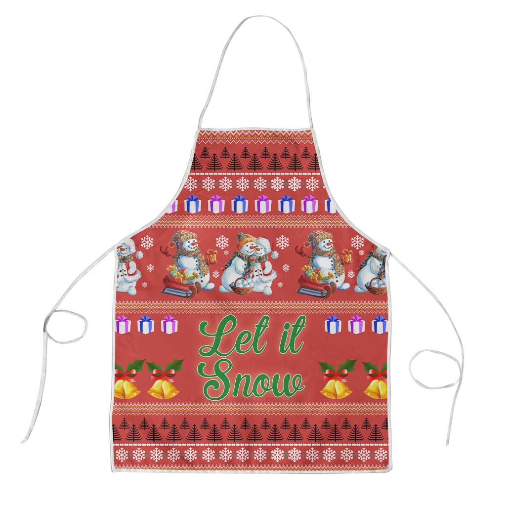 Snowman Let It Snow Christmas Apron Xmas Holiday Patterns - Wonder Print Shop