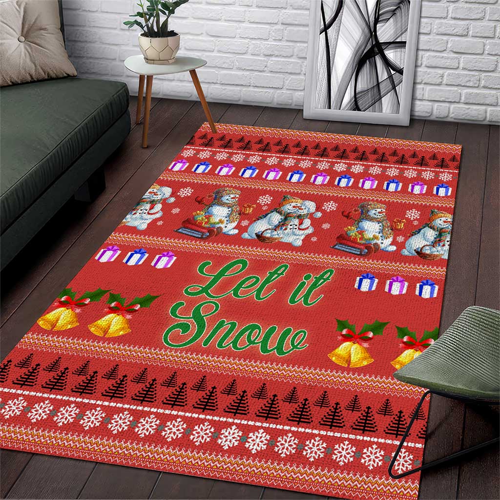 Snowman Let It Snow Christmas Area Rug Xmas Holiday Patterns - Wonder Print Shop