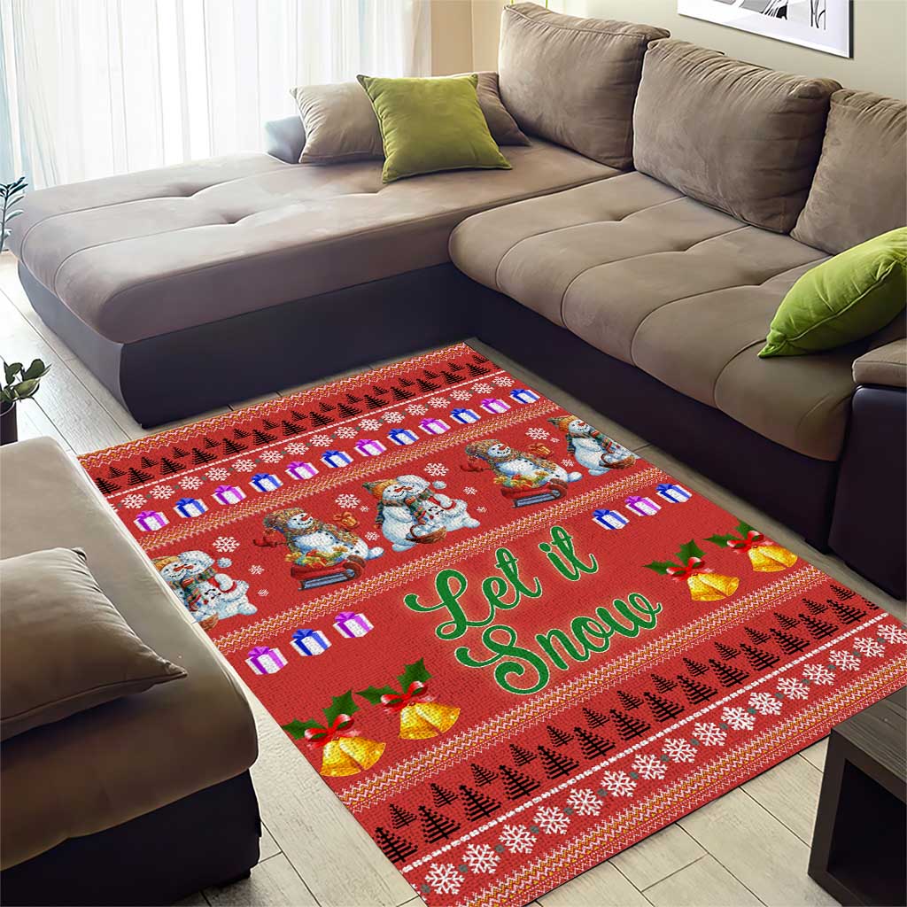 Snowman Let It Snow Christmas Area Rug Xmas Holiday Patterns - Wonder Print Shop