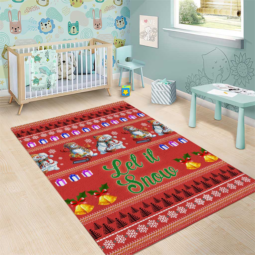 Snowman Let It Snow Christmas Area Rug Xmas Holiday Patterns - Wonder Print Shop